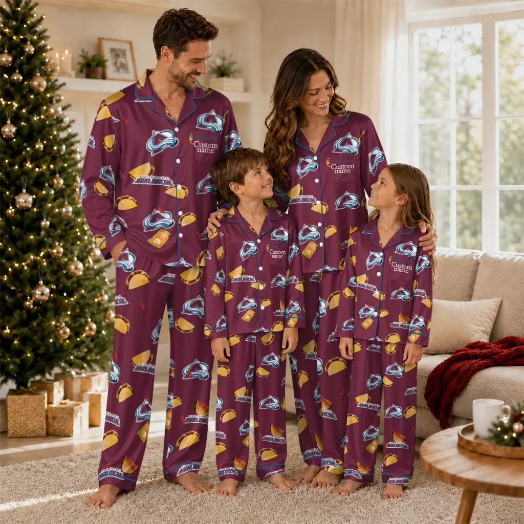Colorado Avalanche Long Pajama Set Customized Snack Scatter Burgundy Latest Model Colorado Avalanche Long Pajama Set Customized Snack Scatter Burgundy Latest Model