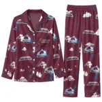 Colorado Avalanche Long Pajama Set Personalized Cloud Stars Burgundy Best Selling