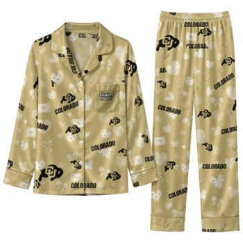 Colorado Buffaloes Long Pajama Set Personalized Heart Charms Gold Best Selling