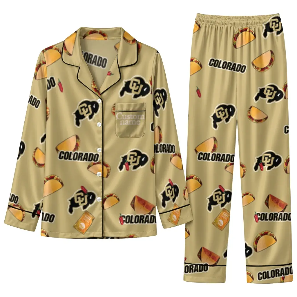 Colorado Buffaloes Long Pajama Set Personalized Snack Scatter Gold Best Selling Colorado Buffaloes Long Pajama Set Personalized Snack Scatter Gold Best Selling