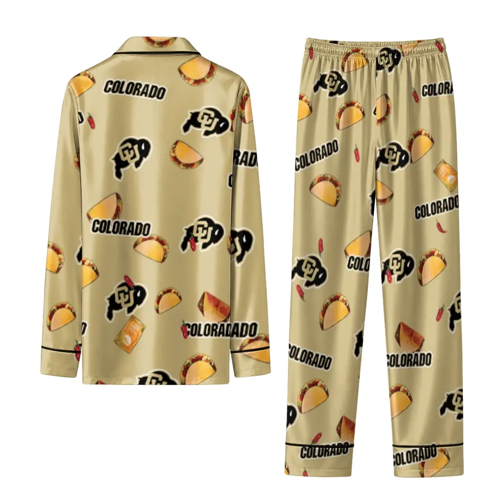 Colorado Buffaloes Long Pajama Set Personalized Snack Scatter Gold Fashion Forward Colorado Buffaloes Long Pajama Set Personalized Snack Scatter Gold Fashion Forward