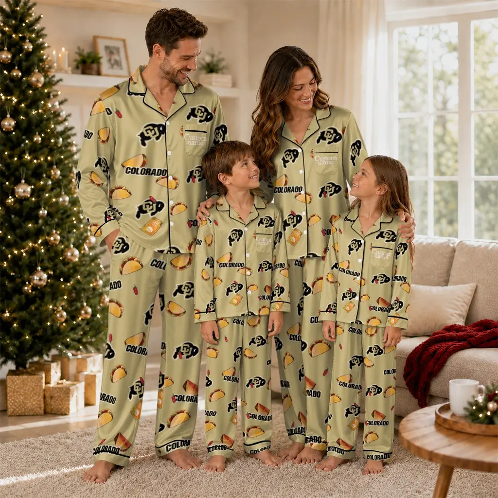 Colorado Buffaloes Long Pajama Set Personalized Snack Scatter Gold Latest Model Colorado Buffaloes Long Pajama Set Personalized Snack Scatter Gold Latest Model