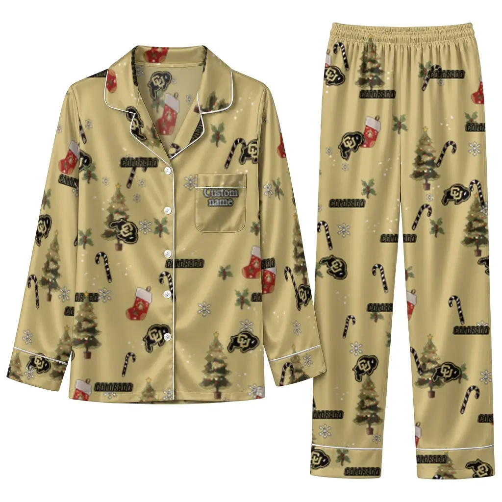 Colorado Buffaloes Long Pajama Set Personalized Sprig Scatter Gold Best Selling Colorado Buffaloes Long Pajama Set Personalized Sprig Scatter Gold Best Selling