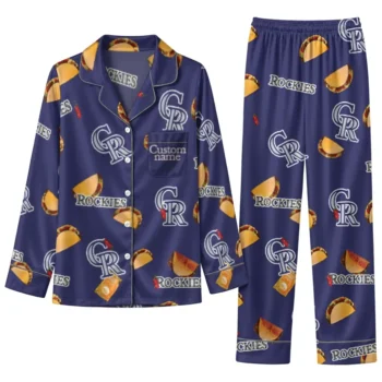 Colorado Rockies Long Pajama Set Custom Snack Scatter Blue Best Selling