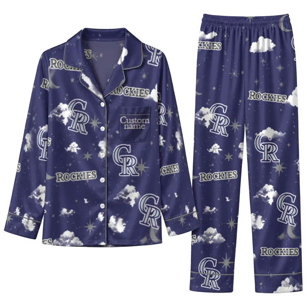 Colorado Rockies Long Pajama Set Customized Cloud Stars Blue Best Selling Colorado Rockies Long Pajama Set Customized Cloud Stars Blue Best Selling