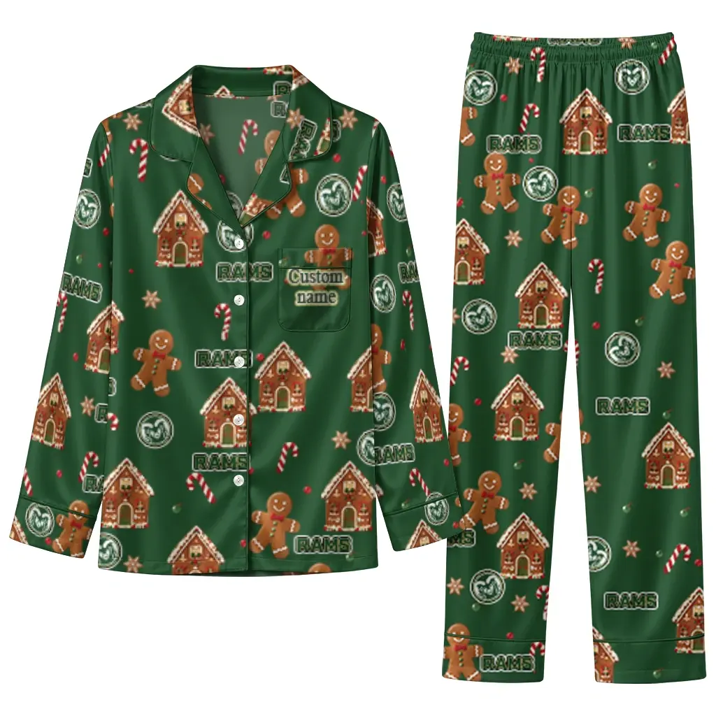 Colorado State Rams Long Pajama Set Custom Candy Scatter Green Best Selling Colorado State Rams Long Pajama Set Custom Candy Scatter Green Best Selling