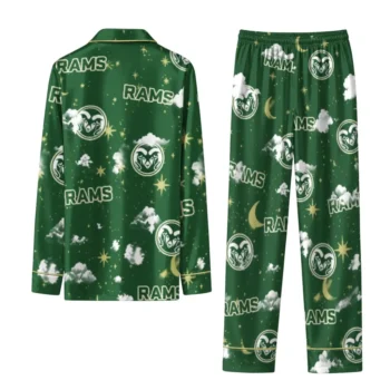 Colorado State Rams Long Pajama Set Custom Cloud Stars Green Fashion Forward