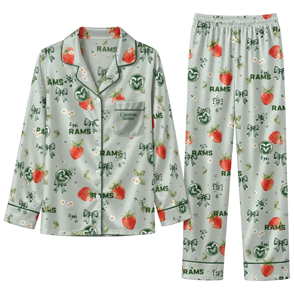 Colorado State Rams Long Pajama Set Custom Ribbon Florals Green Best Selling Colorado State Rams Long Pajama Set Custom Ribbon Florals Green Best Selling