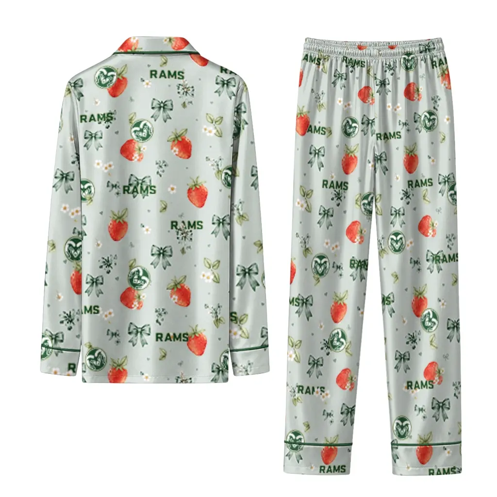 Colorado State Rams Long Pajama Set Custom Ribbon Florals Green Fashion Forward Colorado State Rams Long Pajama Set Custom Ribbon Florals Green Fashion Forward