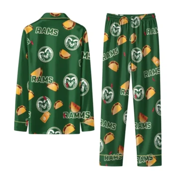 Colorado State Rams Long Pajama Set Custom Snack Scatter Green Fashion Forward