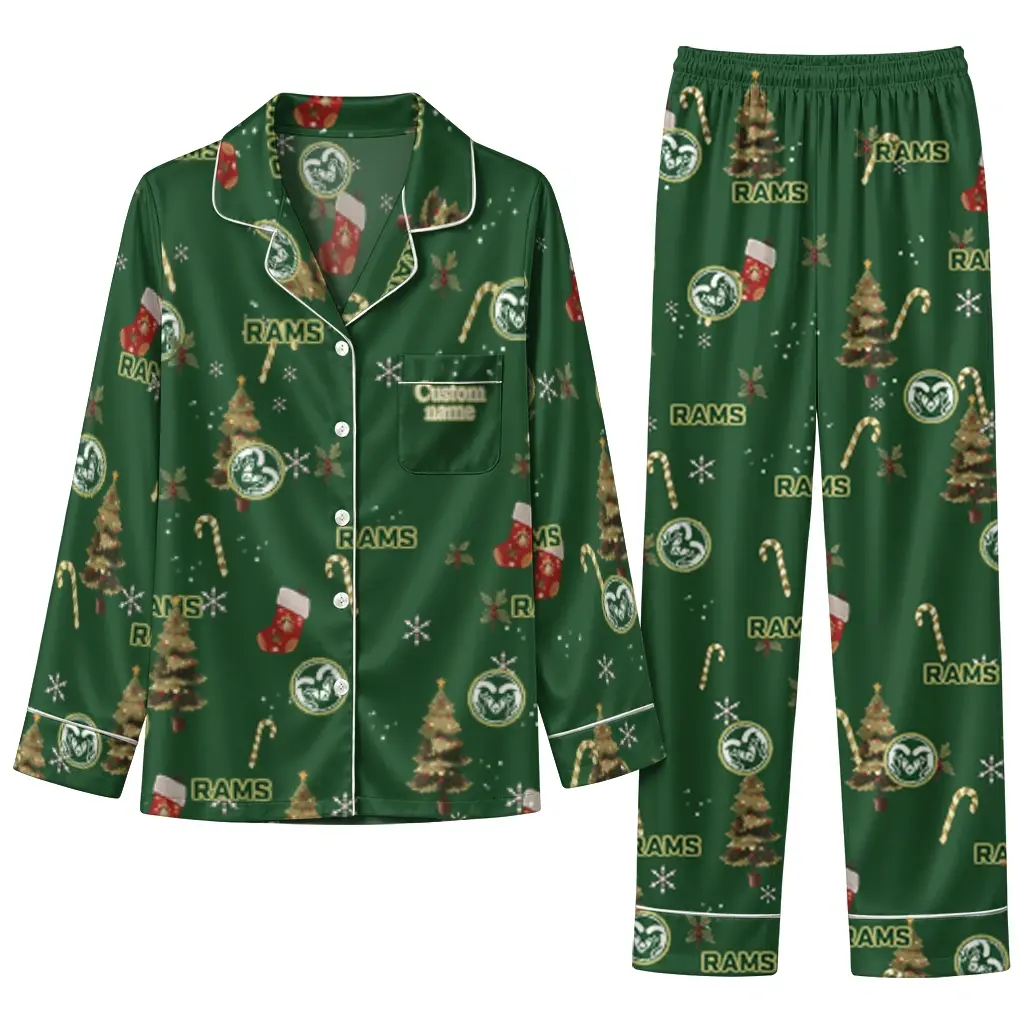 Colorado State Rams Long Pajama Set Custom Sprig Scatter Green Best Selling Colorado State Rams Long Pajama Set Custom Sprig Scatter Green Best Selling