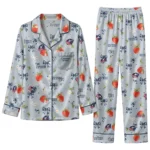 columbus blue jackets long pajama set custom ribbon florals navy blue best selling.webp