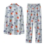 columbus blue jackets long pajama set custom ribbon florals navy blue best selling.webp