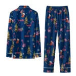 Columbus Blue Jackets Long Pajama Set Custom Sprig Scatter Navy Blue Best Selling