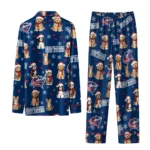 Columbus Blue Jackets Long Pajama Set Customized Animal Scatter Navy Blue Best Selling