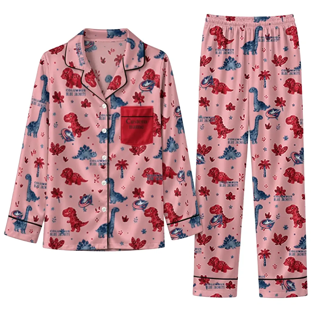 Columbus Blue Jackets Long Pajama Set Customized Character Scatter Best Selling Columbus Blue Jackets Long Pajama Set Customized Character Scatter Best Selling