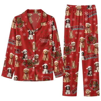 Cornell Big Red Long Pajama Set Personalized Animal Scatter Red Best Selling