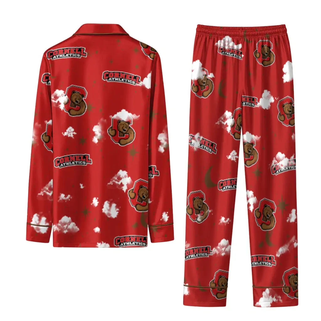 Cornell Big Red Long Pajama Set Personalized Cloud Stars Red Fashion Forward Cornell Big Red Long Pajama Set Personalized Cloud Stars Red Fashion Forward