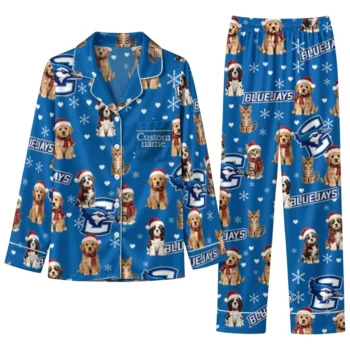 Creighton Bluejays Long Pajama Set Customized Animal Scatter Blue Best Selling