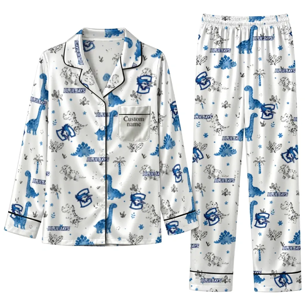 Creighton Bluejays Long Pajama Set Customized Character Scatter Best Selling Creighton Bluejays Long Pajama Set Customized Character Scatter Best Selling