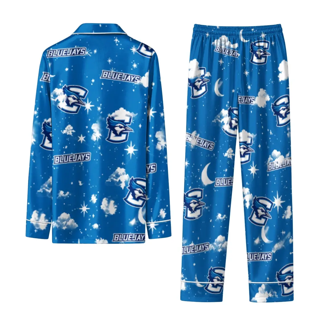 Creighton Bluejays Long Pajama Set Customized Cloud Stars Blue Fashion Forward Creighton Bluejays Long Pajama Set Customized Cloud Stars Blue Fashion Forward