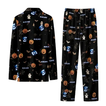 Creighton Bluejays Long Pajama Set Customized Icon Confetti Black Fashion Forward