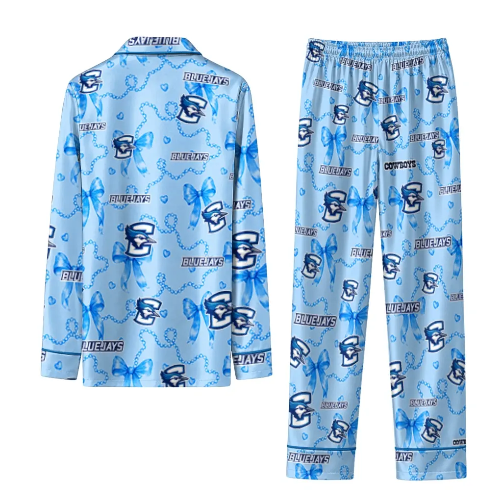 Creighton Bluejays Long Pajama Set Customized Ribbon Chains Blue Fashion Forward Creighton Bluejays Long Pajama Set Customized Ribbon Chains Blue Fashion Forward