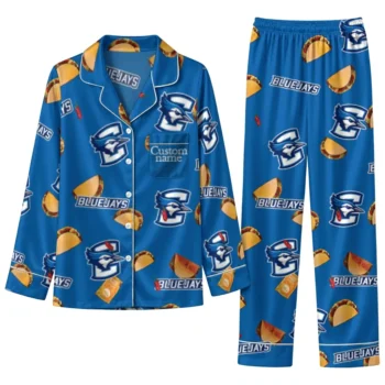 Creighton Bluejays Long Pajama Set Customized Snack Scatter Blue Best Selling