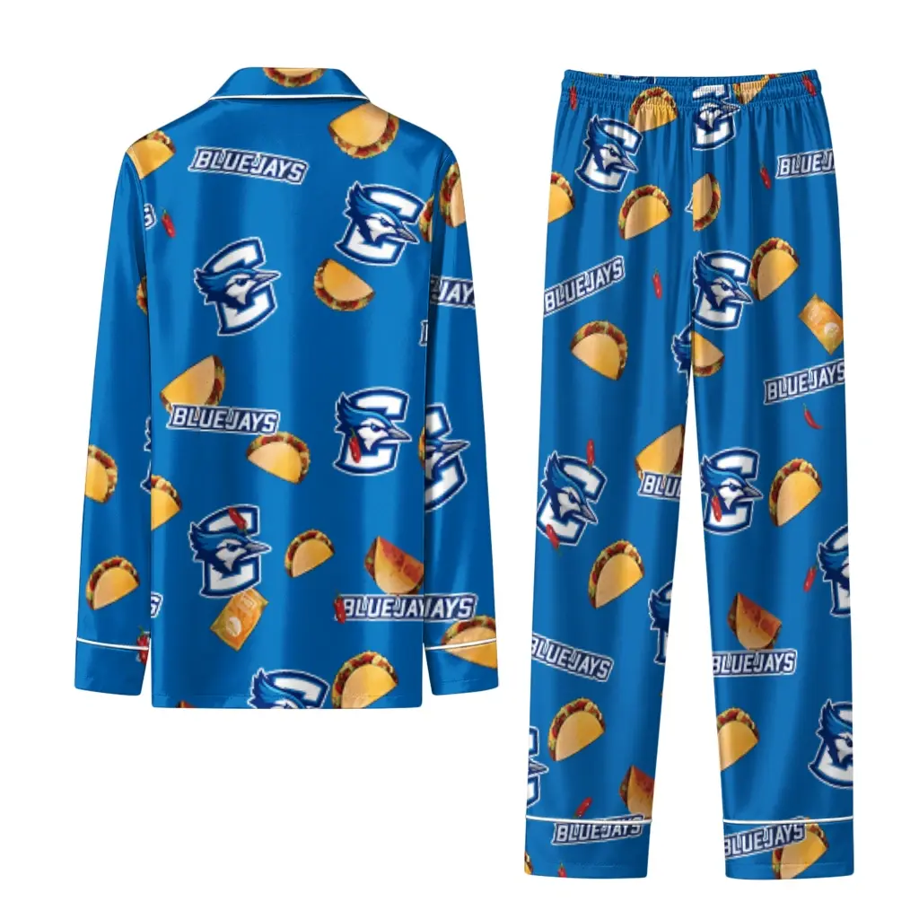 Creighton Bluejays Long Pajama Set Customized Snack Scatter Blue Fashion Forward Creighton Bluejays Long Pajama Set Customized Snack Scatter Blue Fashion Forward