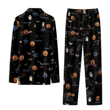 dallas cowboys long pajama set custom icon confetti black fashion forward.webp