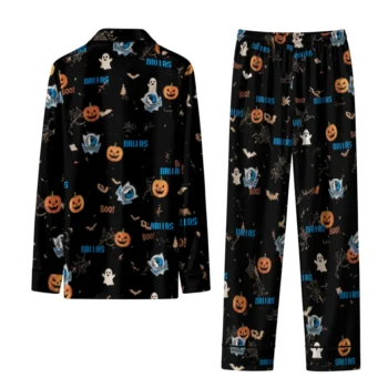 dallas mavericks long pajama set custom icon confetti black fashion forward.webp