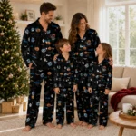 dallas mavericks long pajama set custom icon confetti black best selling.webp
