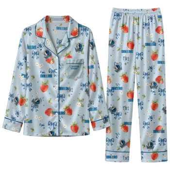 dallas mavericks long pajama set customized ribbon florals blue best selling.webp