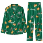 Dallas Stars Long Pajama Set Custom Snack Scatter Green Best Selling