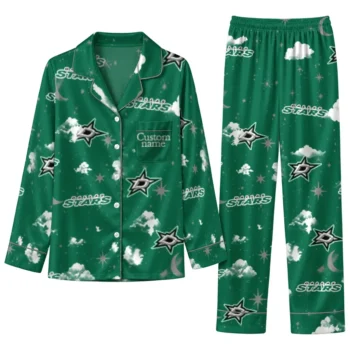 Dallas Stars Long Pajama Set Customized Cloud Stars Green Best Selling