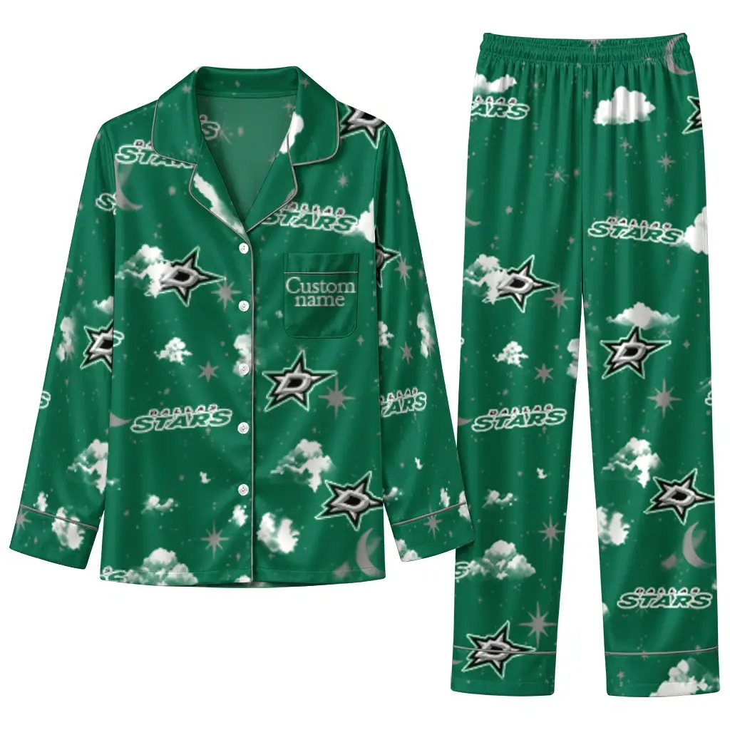 Dallas Stars Long Pajama Set Customized Cloud Stars Green Best Selling Dallas Stars Long Pajama Set Customized Cloud Stars Green Best Selling