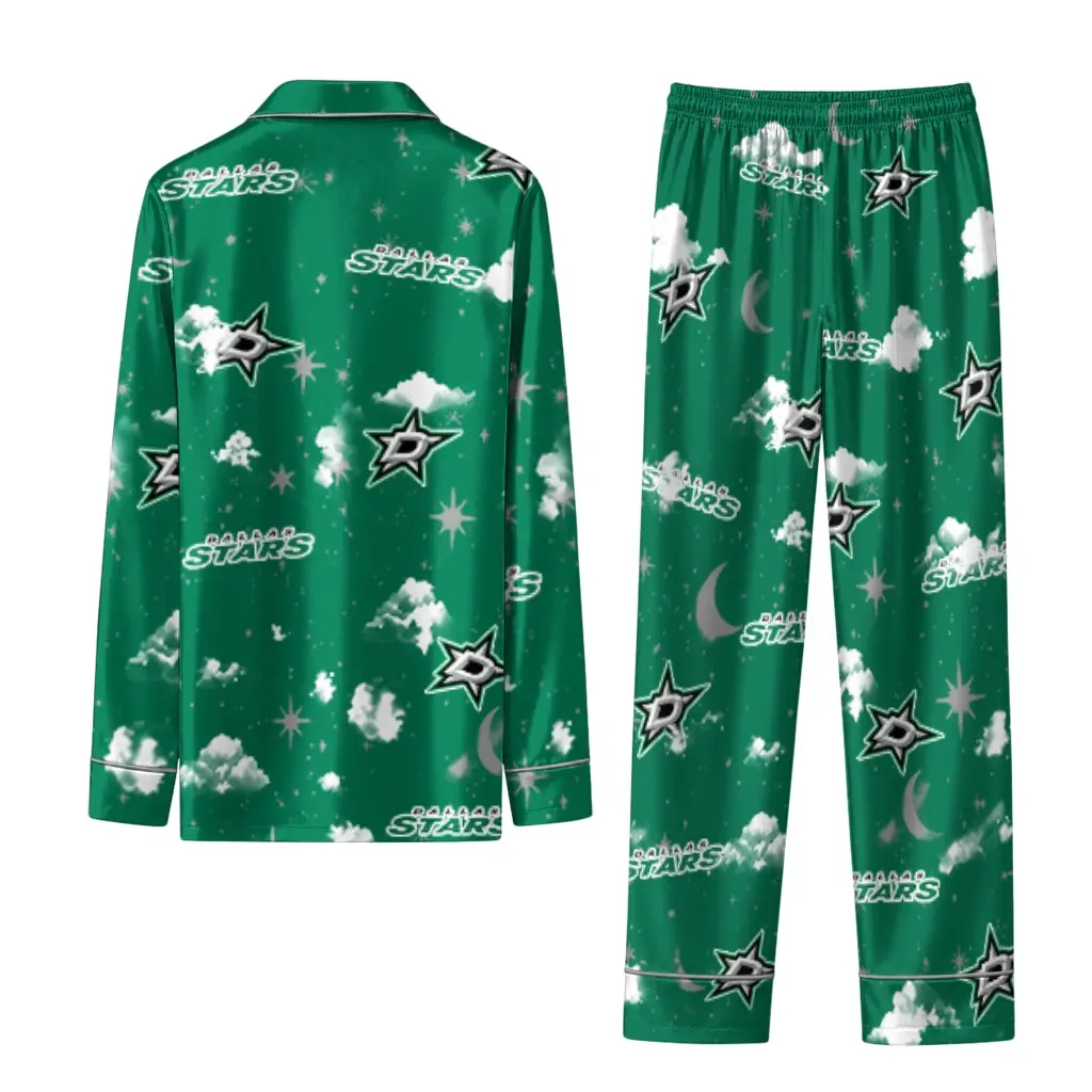 Dallas Stars Long Pajama Set Customized Cloud Stars Green Fashion Forward Dallas Stars Long Pajama Set Customized Cloud Stars Green Fashion Forward