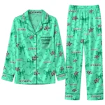 dallas stars long pajama set customized ribbon chains green best selling.webp