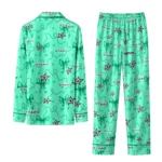 dallas stars long pajama set customized ribbon chains green best selling.webp