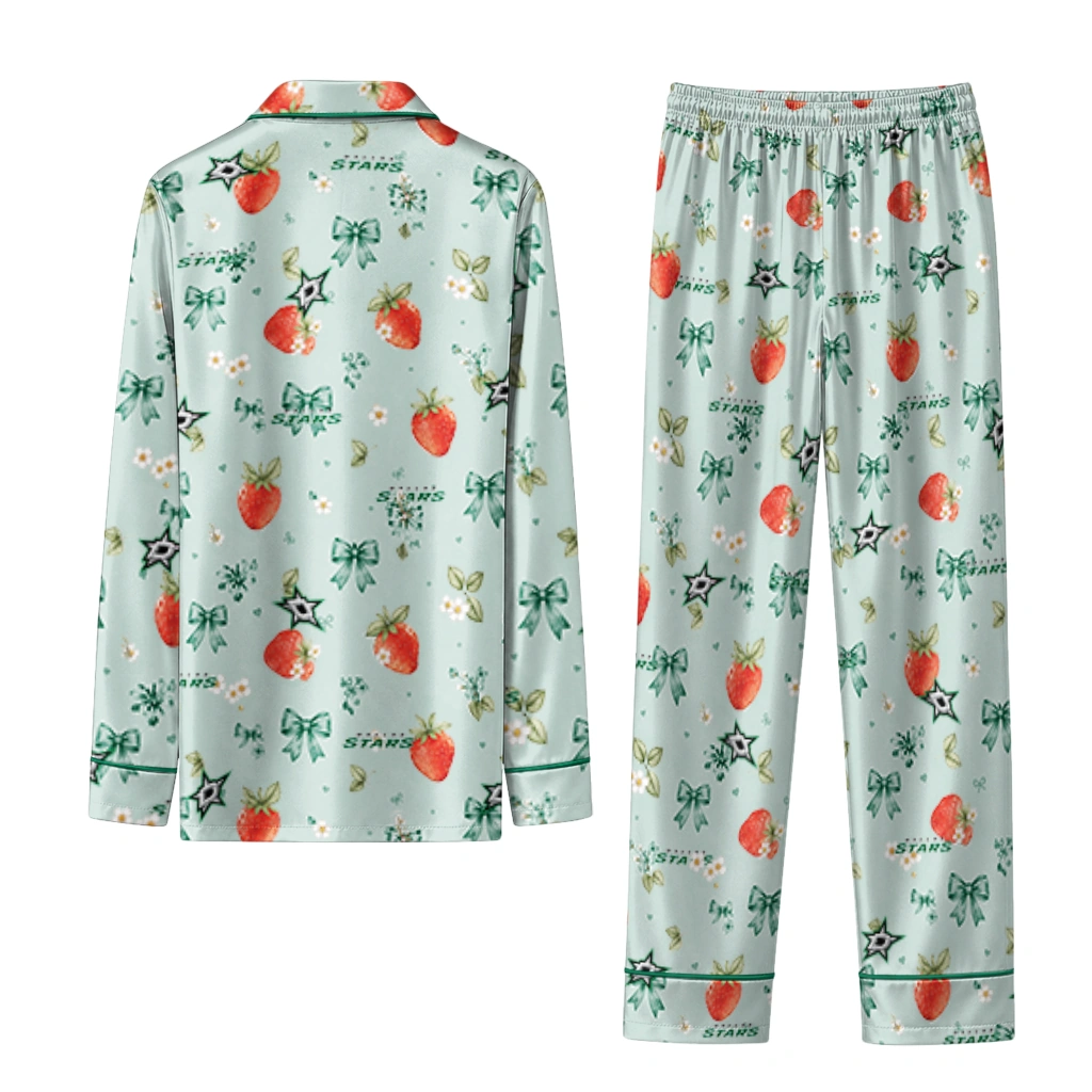 dallas stars long pajama set customized ribbon florals green fashion forward.webp dallas stars long pajama set customized ribbon florals green fashion forward.webp