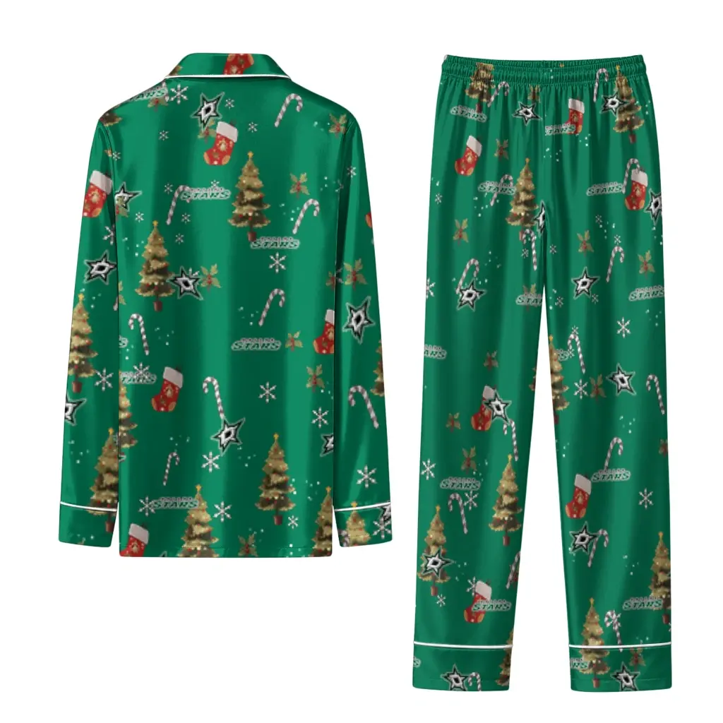 Dallas Stars Long Pajama Set Customized Sprig Scatter Green Fashion Forward Dallas Stars Long Pajama Set Customized Sprig Scatter Green Fashion Forward