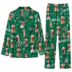Dallas Stars Long Pajama Set Personalized Animal Scatter Green Best Selling