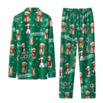 Dallas Stars Long Pajama Set Personalized Animal Scatter Green Best Selling