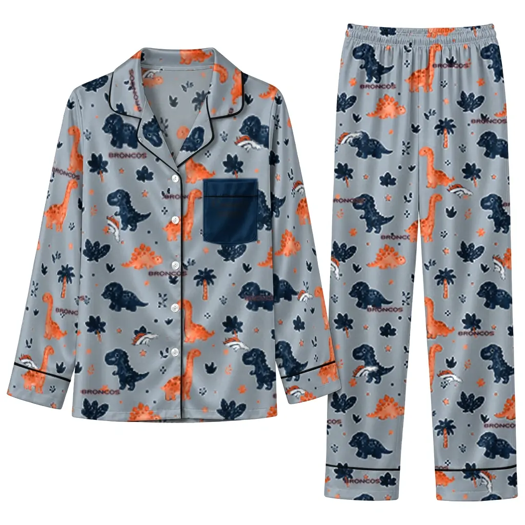 Denver Broncos Long Pajama Set Custom Character Scatter Best Selling Denver Broncos Long Pajama Set Custom Character Scatter Best Selling