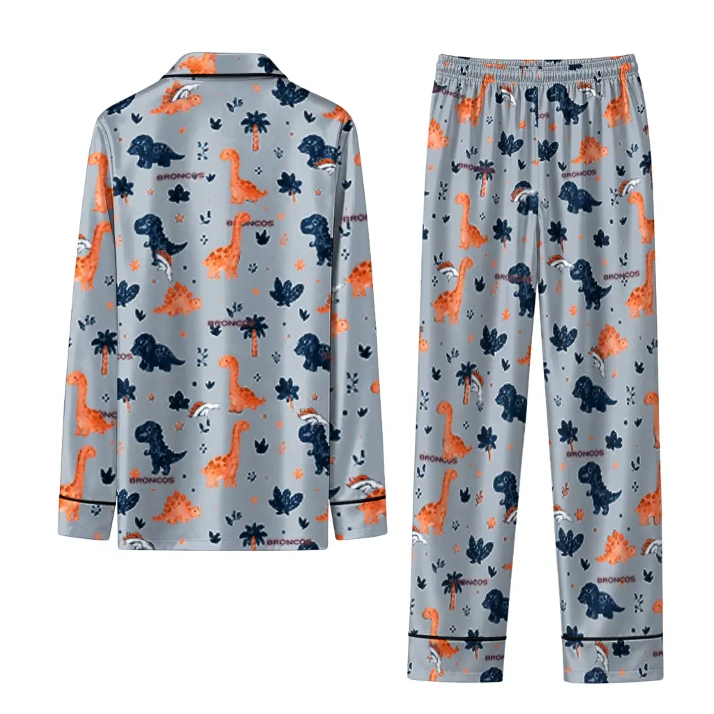 Denver Broncos Long Pajama Set Custom Character Scatter Fashion Forward Denver Broncos Long Pajama Set Custom Character Scatter Fashion Forward