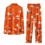 Denver Broncos Long Pajama Set Personalized Cloud Stars Orange Best Selling
