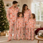 denver broncos long pajama set personalized ribbon chains orange best selling.webp