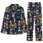 Denver Nuggets Long Pajama Set Custom Animal Scatter Blue Best Selling