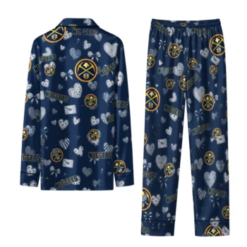 denver nuggets long pajama set custom heart charms blue fashion forward.webp