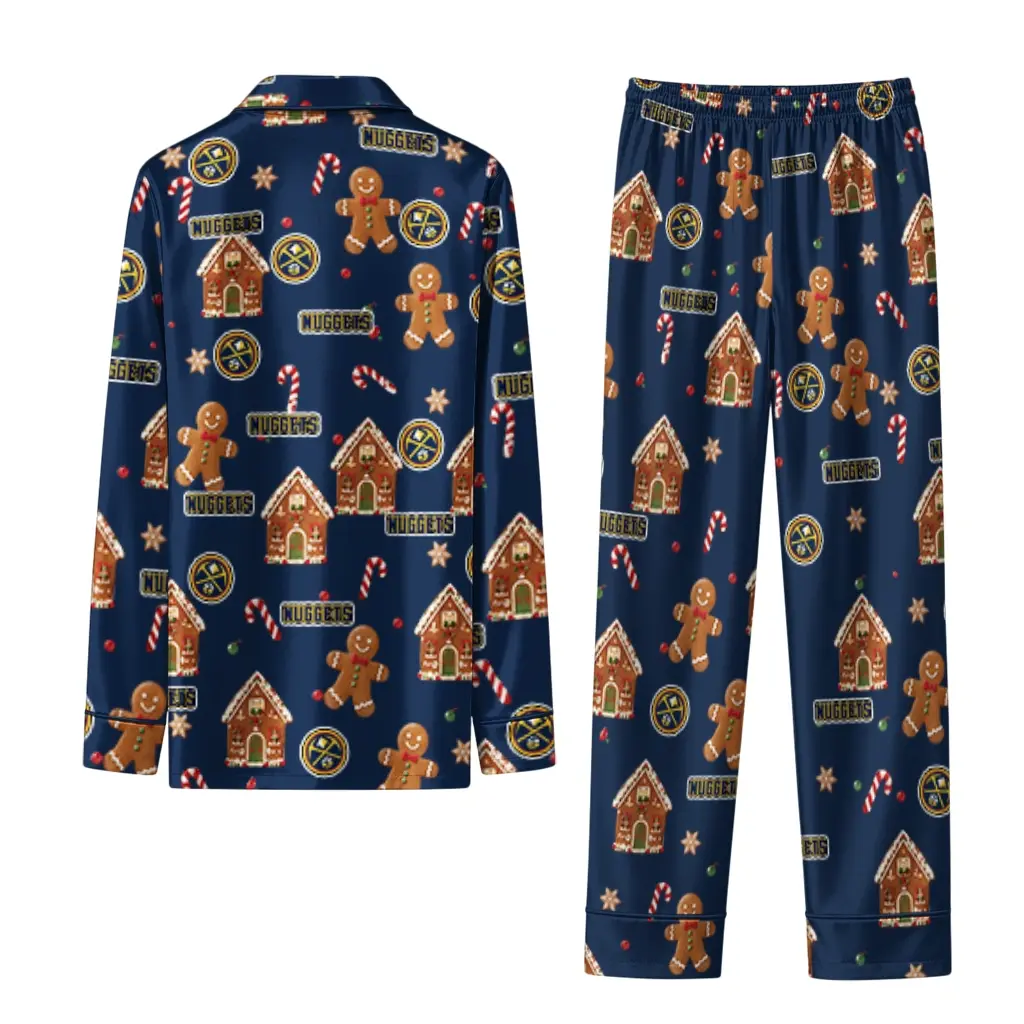 Denver Nuggets Long Pajama Set Customized Candy Scatter Blue Fashion Forward Denver Nuggets Long Pajama Set Customized Candy Scatter Blue Fashion Forward